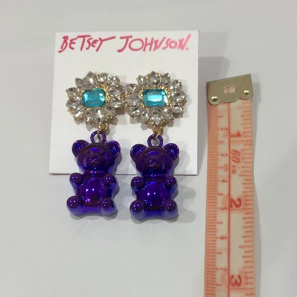 BETSEY JOHNSON Gummy Bear Drop Earrings Purple Green - Picture 3 of 4